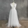 Image réelle élégante robe De mariée en dentelle sans manches col en v 2022 a-ligne Appliques robe De mariée Vestido De Novia