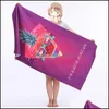 Bath Towel Microfiber Fabric Bath Towels Adts Girl Polyester Cotton Blends Absorbent Towel Printed Windproof Warm Sport Beach Drop D Dhbtw