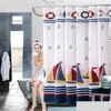 Tende da doccia Tende da doccia per barche a vela Stile estivo Tenda da bagno in tessuto poliestere impermeabile a strisce blu navy nautico con 22 Dhtau