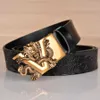 Male China Dragon Belt Cowskin Genuine Leather Belts For Men Carving V Dragon Pattern Automatic Buckle Girdle Strap For Jeans