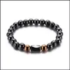 Perline di cristallo nero ematite magnete magnetico fili braccialetti braccialetti gioielli hip hop braccialetti di perline consegna nave di consegna Dhhny
