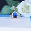 Allocations de mariage vendant une couleur argentée or ouverture ajusté Anneau Royal Sapphire Crystal Engagement Femme Bijoux féminin