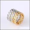 Bands anneaux mode Sier Gold Contrast Color cha￮ne ring