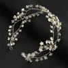 Vintage br￶llop brud blommor blommig pannband prinsessan krona tiara kristall rhinestone p￤rlor headpiece pageant huvud smycken prydnad smycken smycken