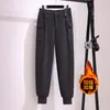 Pants 2022 Autumn Winter Plus Size Jogger For Women Large Loose Black Corduroy Velvet Thick Long Trousers 4XL 5XL 6XL 7XL
