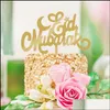 Otros suministros festivos para fiestas Eid Mubarak Ramadán Boda Acrílico Cake Topper Musulmán Islam Glitter Hajj Decoración Inserción Tppers Srta Dhn5Q