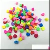 Acrylic Plastic Lucite 10Mm Flower/Fruit/Animal Printing Beads Acrylic Polymer Clay Charms Jewelry Mixed Color Diy Polymerclay Spa Dhydr