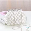 Evening Bags Summer White Silk Folds Handmade Womens Clutches Fashion Simple Silver Color Shoulder Bag