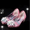 Sneakers Fashion Princess Crystal Bright Diamond Leather Girl Single Performance High Heels Shoes 221109