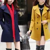 Women's Wool Blends Volemo Plus Size Autumn Winter Jacket Womens dubbelbröst fast färgrock Korean Slim Female Woolen Clothing 221110