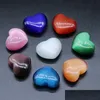 Stone 30Mm Opal Charms Love Heart Semi Precious Stone For Necklace Jewelry Making Colorf Naked Stones Heartshaped Ornaments Drop Deli Dh3Tp