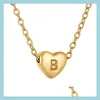 Pendant Necklaces Alphabet Heart Shaped Pendants Necklace For Women Stainless Steel 18K Gold Plated Letter Necklaces Lobster Clasp F Dhfpt