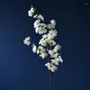Flores decorativas de 3pc Simulação 4-Fork Blossom Branch Silk Wedding Decor Road Leads Background Flower Arrangement Sakura Home Deco