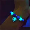 Bedelarmbanden bedelarmbanden 2022 natuurlijke vulkanische steen glanzend in de donkere hamsa hand mannen vrouw luminous party armband strand j dhnwt