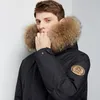 남자 다운 파카 겨울 흰색 오리 재킷 따뜻한 중간 길이 후드 두꺼운 비즈니스 플러스 사이즈 크기 남성 도구 의류 221110