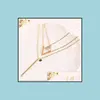 Chokers Fashion Choker Statement Chain Necklace Mti Layers European American Trends Collar Bone Gold Triangle Long Strip Pendants Fo Dhxbe