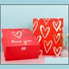 Gift Wrap Valentine Love Present Bag Red Heart Printed Shop Packaging White Kraft Paper