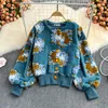 Women's Wool Blends Getspring Women En Coat Retro Plush Flowers Patchwork Outfits Jacket Matchar Kort Outwear Winter Coat for Women 221110