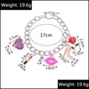 Charm Bracelets Charm Bracelets Punk Thick Chain Exquisite Bangle For Women High Heels Lipstick Red Lip Glitter Love Flower Bracelet Dhla2