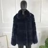 Cappotto di pelliccia da donna Giacca invernale da donna Rex Cappotto caldo Moda