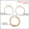 Anklety mrożone kubańską łańcuch Bransoletka Sier Gold Mtilayer Crystal Tennis Foot Bracelets for Women Summer Fashion Jewelry Will DHSL6