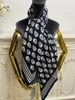 Écharpe carrée pour femmes, 100% soie sergé, motif de lettres imprimées, noir et blanc, belles écharpes, châle, taille 120cm -120cm