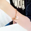 Pulseiras de charme moda de ouro rosa de ouro rosa pulsões de zircão para mulheres kpop aço inoxidável acessórios de jóias pulseras de jóias