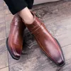 Stiefel 2023 Herren Retro Cowboy Lederschuhe Chelsea Spitzschuh Männer Reißverschluss Männliche Knöchel Herbst Winter 221110