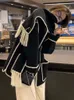 Kadın Yün Karışımları UCXQ Yün Palto Sonbahar Örme Püsküller Pelerin Stili Karışık Renk Tek Kesin Midi Uzun Kat Sokak Giyim Kadın 10ab2875 221110