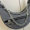 Designer Loop Bag Women Handbag Purse ￤kta l￤derkedja Crossbody Bags Fashion Shoulder Lady Denim Tote 23cm
