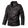 Herenjacks Lederen jas mannen jassen plus szie m-6xl merk hoogwaardige pu bovenkleding winter faux fur mannelijke fleece