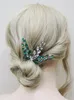 Cabeças de cabeceiras boêmios Emerald Green Hair Pins Fades Rhinestone Mulheres Meninas Acessórios de casamento para cocar