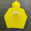 رجال الرجال للرجال بلوزات صفراء sp5der 5555555 رجال الرجال نساء أبيض 3D Foam Printing Spider Web Hoodie Young Thug Pullover Y2211