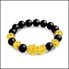 Beaded Imitation Jadeite Jade Bracelets Strands Colorf Bucket Bead Fake Obsidian Gold Pixiu Brave Troops Mantra Bracelet China Jewel Dh95C