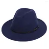 Berets Men Women Woolen شعرت قبعات Fedora أنيقة Retro England Outback واسعة الحافة بنما موسيقى الجاز قبعة رعاة البقر