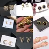 20-stil 18K guldpläterad lyxmärke Designers Bokstäver Stud Geometriska Kvinnor Lång Kristall Strass Pärlörhänge Brud Bröllopsfest Smycken