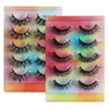 F￤rgglada 8D fluffiga falska ￶gonfransar DIY Cross Multilayers 10 PCS Faux Mink Eye Lashes