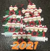 DHL Quarantine Personalized Christmas 2021 Decoration DIY Hanging Ornament Cute Snowman Pendant Social Distancing Party Fast Free Delivery