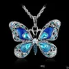 Collane con ciondolo New Mticolor Crystal Butterfly Collana Sier Shiny Catene con ciondolo Gioielli Donna Drop Delivery Collane Pendenti Dh3U7