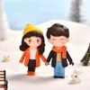 Decorative Figurines 2pc Winter Girl Boy Lover Valentine's Day Decor Figure Pvc Craft DIY Accessories Miniature Fairy Garden Decoration FMT2113