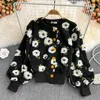Women's Wool Blends Getspring Women En Coat Retro Plush Flowers Patchwork Outfits Jacket Matchar Kort Outwear Winter Coat for Women 221110