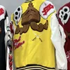 Casacos do time do colégio para homens Letterman costurado Crânio Esportes Gola de beisebol Manga de couro Streetwear Hip Hop Bomber Peace Tops Casacos Bordados