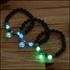 Bedelarmbanden bedelarmbanden 2022 natuurlijke vulkanische steen glanzend in de donkere hamsa hand mannen vrouw luminous party armband strand j dhnwt