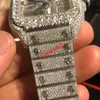 Relógios de pulso Nova Versão VVS1 Diamantes Assista Rose Gold Mixed Sier Skeleton Watch Pass TT Movimento de Quartzo Top Homens Luxo Iced Out S210G