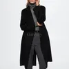 Kvinnors ullblandningar Garaouy Autumn Vintage Casual Simple Classic Long Woolen Coat 3 Colors Cardigan With Belt Overcoat Female Mujer 221110