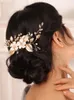 Copricapo Vintage Gold Flower Leaves Pettine per capelli da sposa Chic Noble Women Ornaments Copricapo da sposa Accessori da sposa