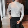 メンズセーター5色秋の冬のツイストニットセーターメンズ衣類シンプルなスリムフィットカジュアルジャクアードホムウォームニットプルオーバー