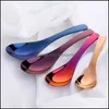 Spoons 304 Stainless Steel Dessert Spoons Chinese Sier Soup Coffee Tea Dinner Gold Spoon 2Pcs/Sets Kitchen Bar Cofe Shop Drop Delive Dhz4V