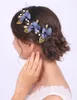 Copricapo Vintage Scava Fuori Foglie d'oro Fata Fiore viola Fermagli per capelli Matrimonio Copricapo di cristallo da sposa di donne o bambini