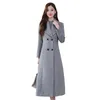 Women's Wool Blends High Quality Winter Cashmere Long Coat Vintage Autumn Plus Size Warm Thicken Woolen Black Jacket Women Party Outwears 221110